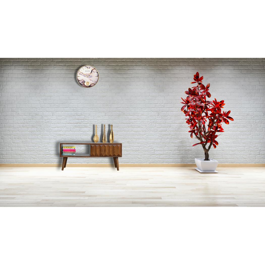 Chestnut Prism Sliding Media Unit | Geometric Detail | Entertainment Storage
