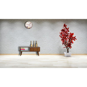 Chestnut Prism Sliding Media Unit | Geometric Detail | Entertainment Storage