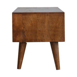 Chestnut Prism Sliding Media Unit | Geometric Detail | Entertainment Storage