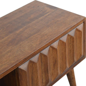 Chestnut Prism Sliding Media Unit | Geometric Detail | Entertainment Storage