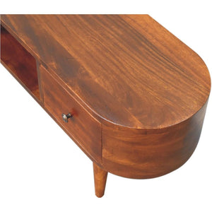 Chestnut Round Open Media Unit | Solid Mango Wood | Open TV Stand