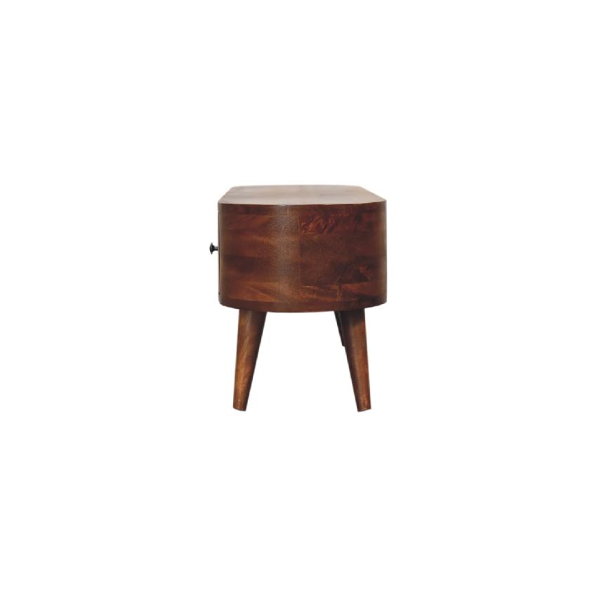 Chestnut Round Open Media Unit | Solid Mango Wood | Open TV Stand