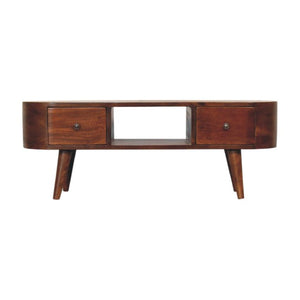 Chestnut Round Open Media Unit | Solid Mango Wood | Open TV Stand