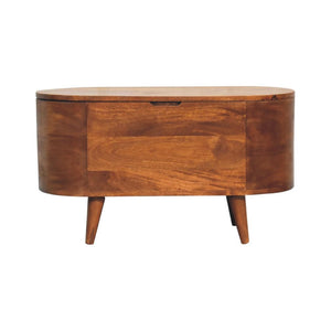 Chestnut Rounded-Lid Blanket Box | Bedroom Storage Chest | Warm Wood Finish