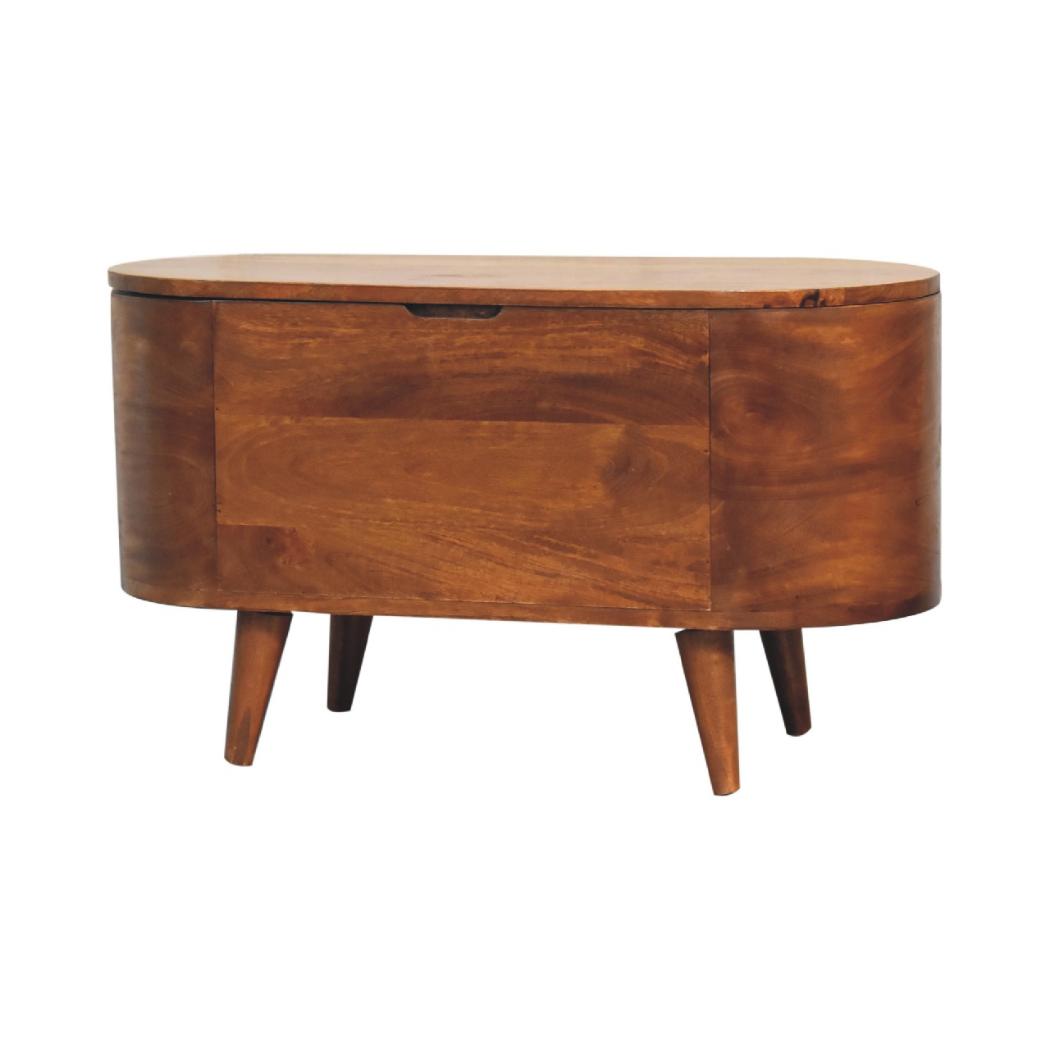 Chestnut Rounded-Lid Blanket Box | Bedroom Storage Chest | Warm Wood Finish