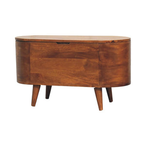 Chestnut Rounded-Lid Blanket Box | Bedroom Storage Chest | Warm Wood Finish