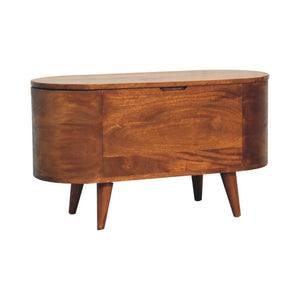 Chestnut Rounded-Lid Blanket Box | Bedroom Storage Chest | Warm Wood Finish