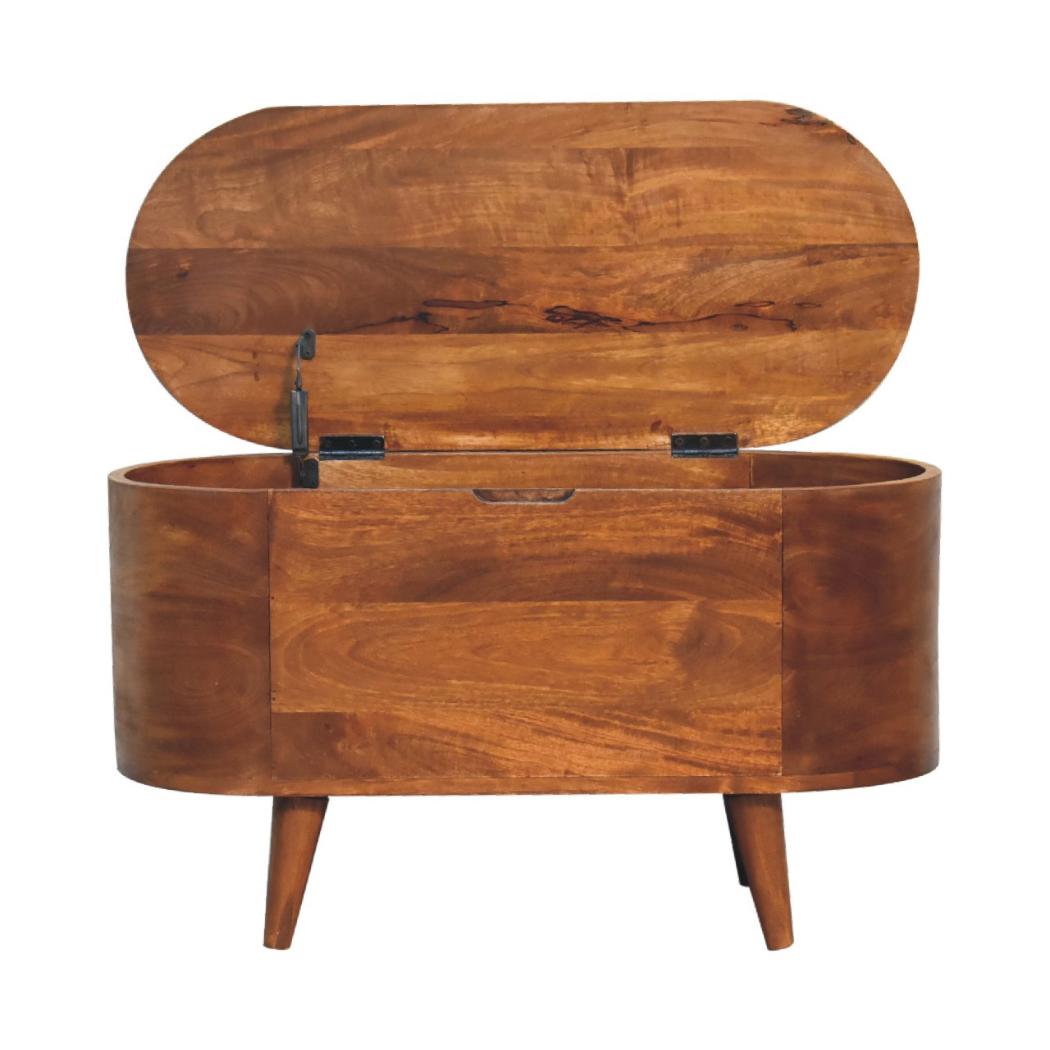 Chestnut Rounded-Lid Blanket Box | Bedroom Storage Chest | Warm Wood Finish