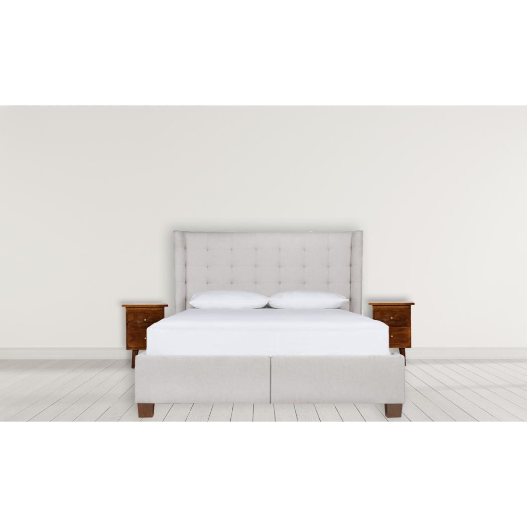 Chestnut Slimline Bedside Table | Solid Mango Wood | 2 Drawers | Nordic Style