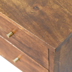Chestnut Slimline Bedside Table | Solid Mango Wood | 2 Drawers | Nordic Style
