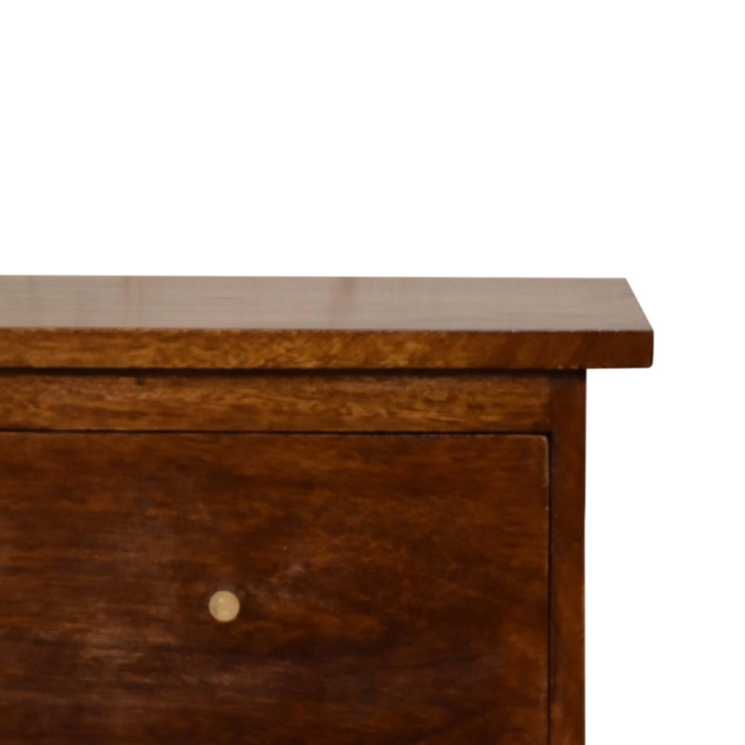 Chestnut Slimline Bedside Table | Solid Mango Wood | 2 Drawers | Nordic Style