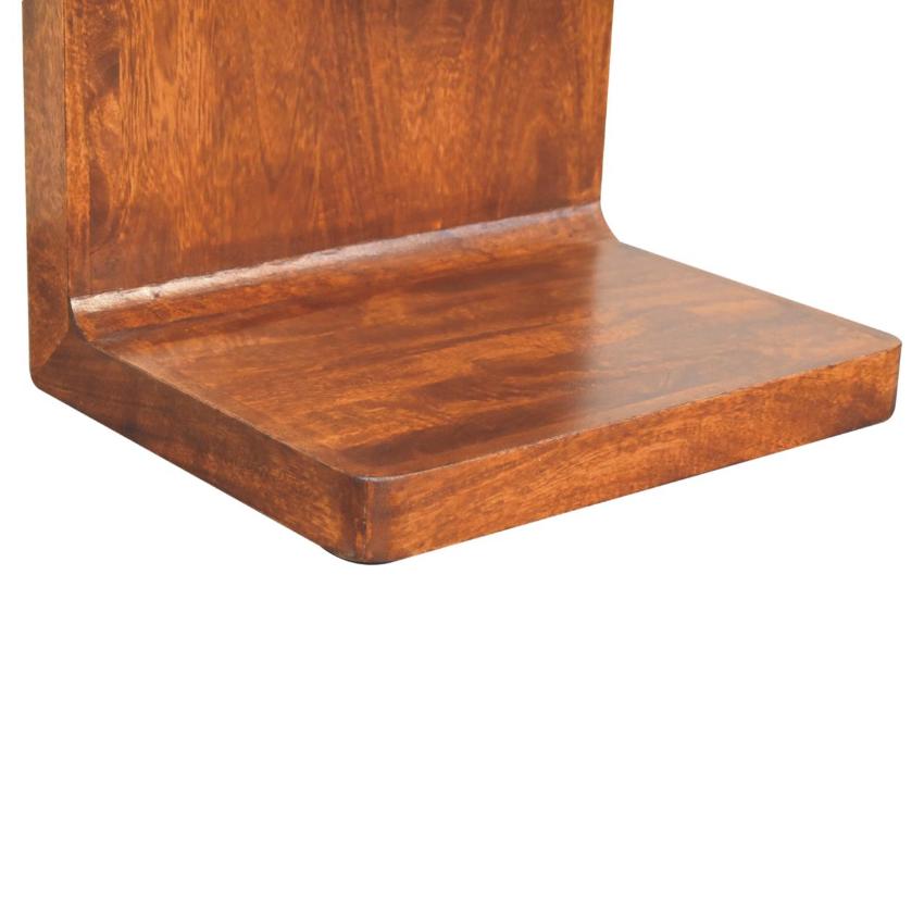 Chestnut T-Bar Rounded Bedside Table | Solid Mango Wood | Curved Storage