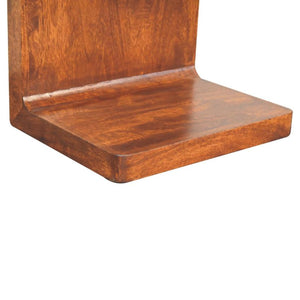 Chestnut T-Bar Rounded Bedside Table | Solid Mango Wood | Curved Storage