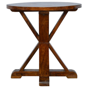 Chestnut Trestle Round Table | Chestnut Finish | Classic Dining Design