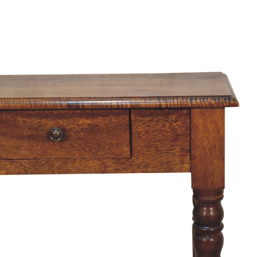 Chestnut Turned Leg Writing Desk | Solid Mango Wood | Home Office Desk