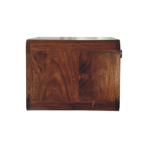 Chestnut Wall Mounted Woven Bedside | Solid Mango Wood | Open Shelf