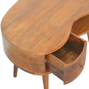 Chestnut Wave Coffee Table | Solid Mango Wood | 1 Drawer & Open Shelf