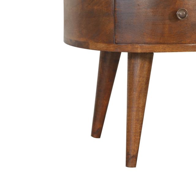 Chestnut Wave Coffee Table | Solid Mango Wood | 1 Drawer & Open Shelf