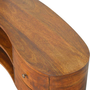 Chestnut Wave Media Unit | Solid Mango Wood | 4 Drawers & 2 Open Shelves