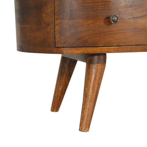 Chestnut Wave Media Unit | Solid Mango Wood | 4 Drawers & 2 Open Shelves