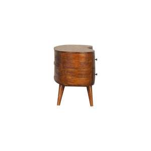 Chestnut Wave Media Unit | Solid Mango Wood | 4 Drawers & 2 Open Shelves