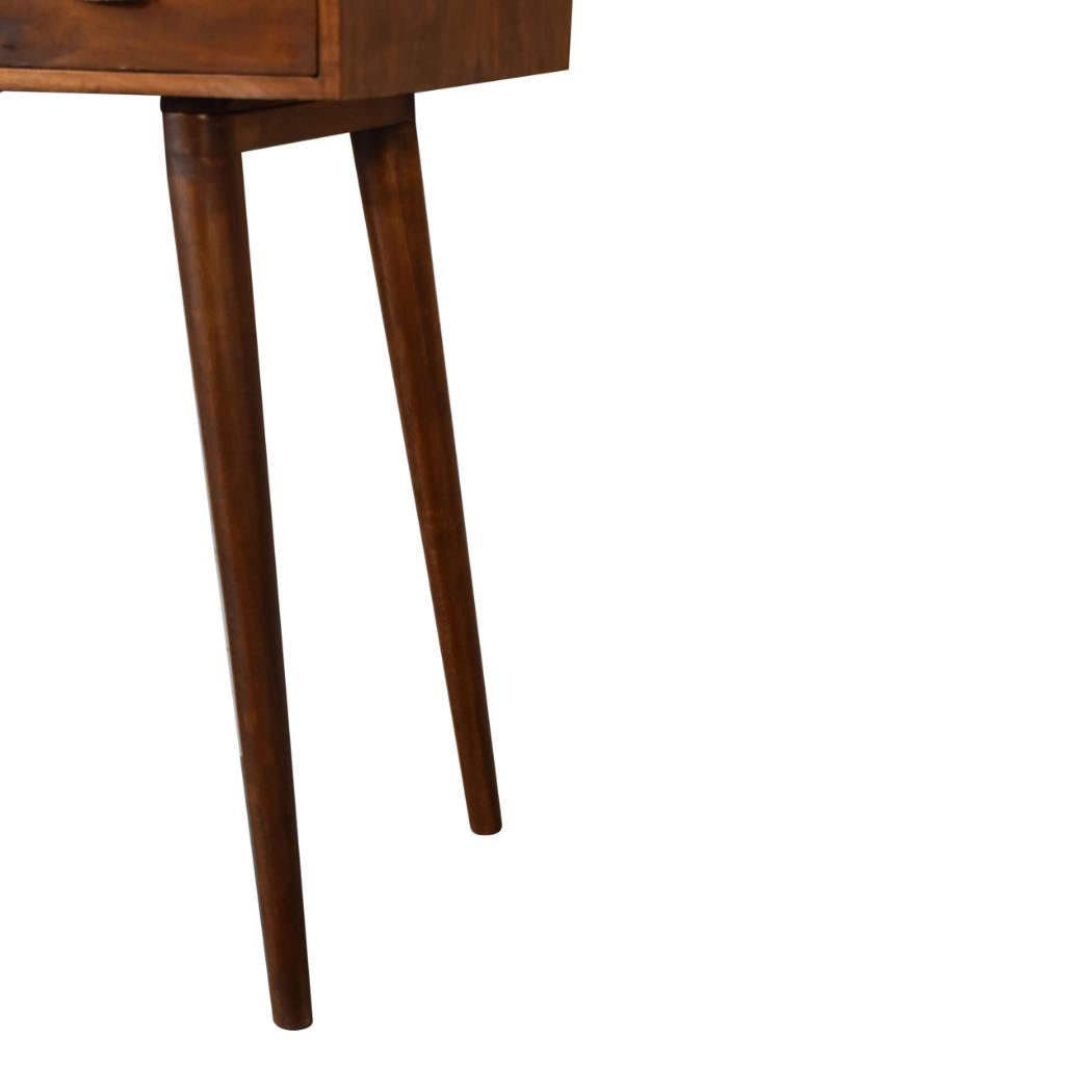 Chestnut Writing Desk | Solid Mango Wood | Drawer & Open Shelf | Nordic Legs