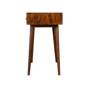 Chestnut Writing Desk | Solid Mango Wood | Drawer & Open Shelf | Nordic Legs