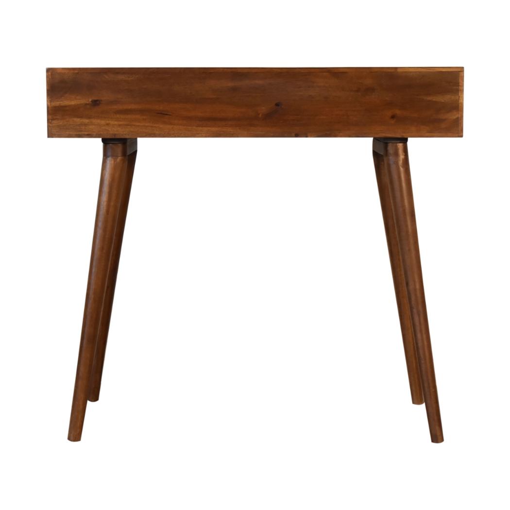 Chestnut Writing Desk | Solid Mango Wood | Drawer & Open Shelf | Nordic Legs