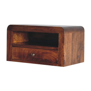 Chunky Chestnut Wall Mounted Nightstand | Solid Mango Wood | 1 Drawer