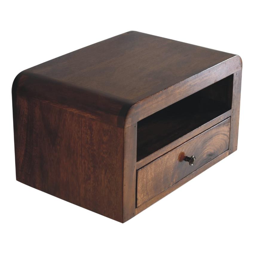 Chunky Chestnut Wall Mounted Nightstand | Solid Mango Wood | 1 Drawer