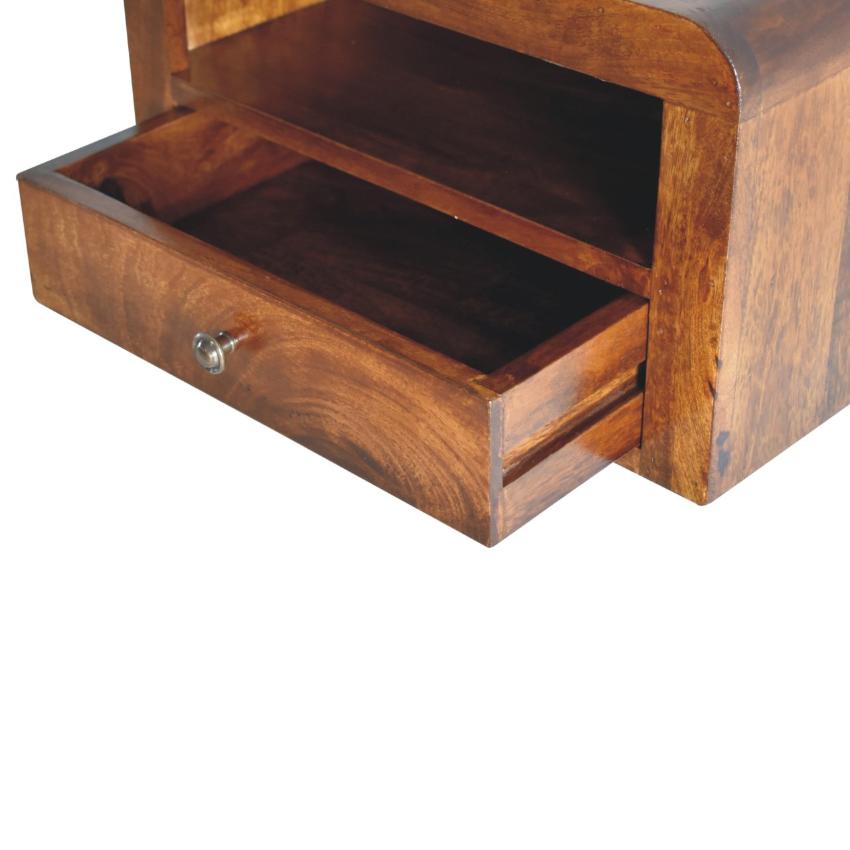 Chunky Chestnut Wall Mounted Nightstand | Solid Mango Wood | 1 Drawer