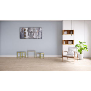 Chunky Mango Wood Nesting Stools | Set of 3 | Gold Metal Frames