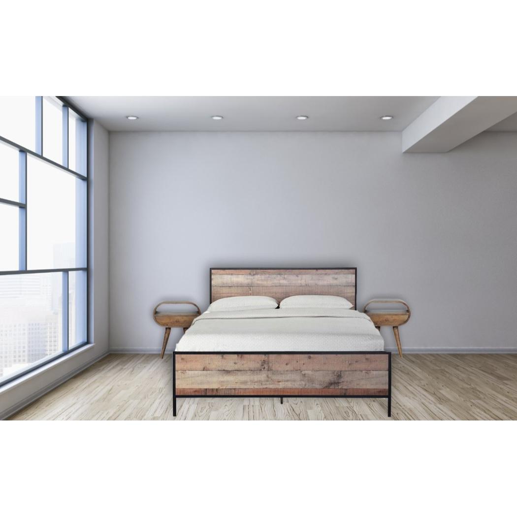 Circular Bedside Table | Solid Mango Wood | Grey Wash Finish | Round Bedroom Storage