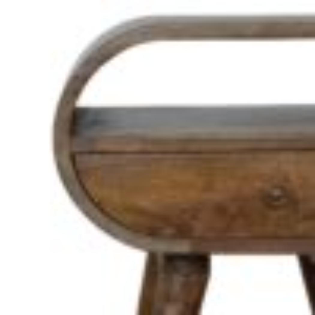 Circular Bedside Table | Solid Mango Wood | Grey Wash Finish | Round Bedroom Storage