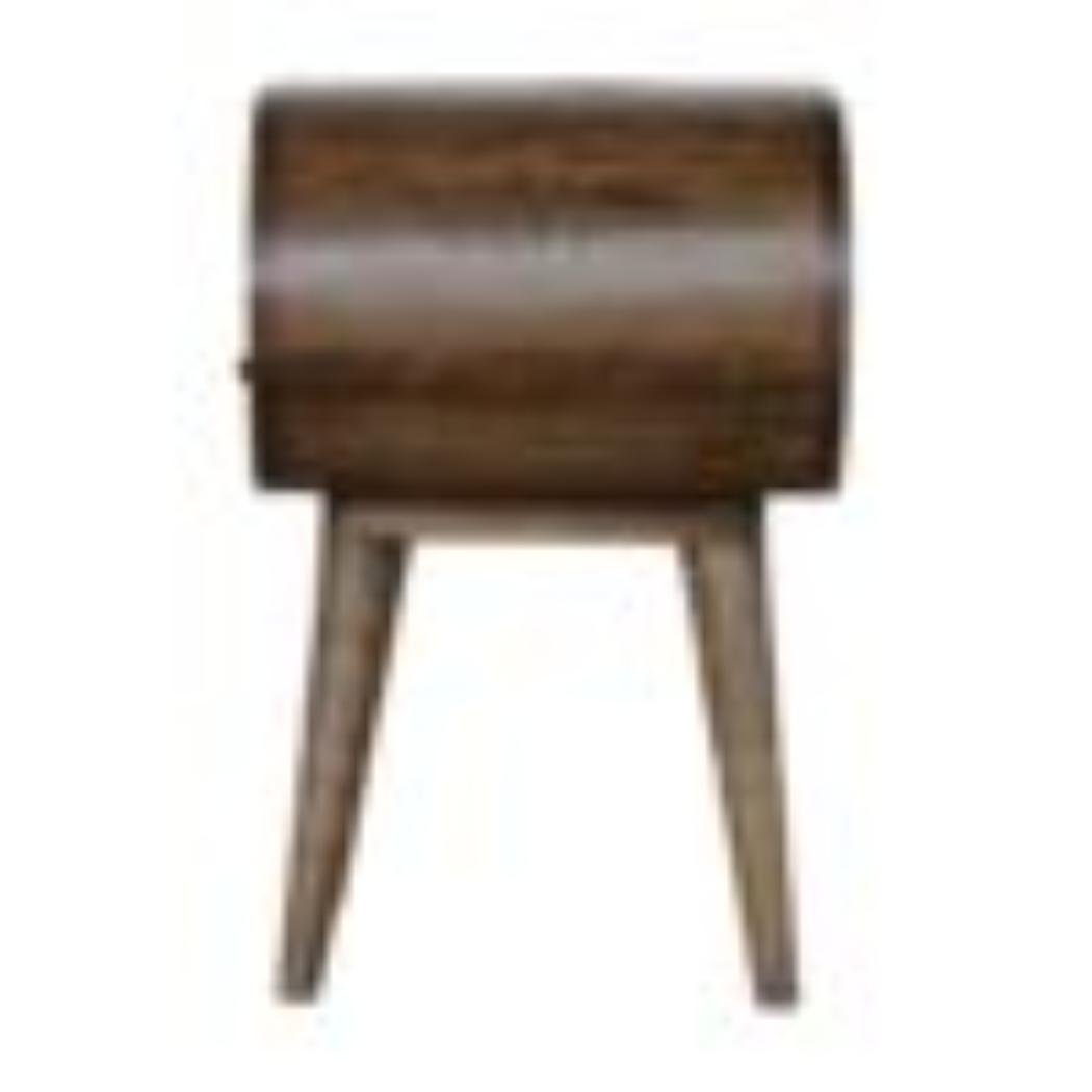 Circular Bedside Table | Solid Mango Wood | Grey Wash Finish | Round Bedroom Storage
