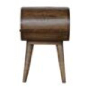 Circular Bedside Table | Solid Mango Wood | Grey Wash Finish | Round Bedroom Storage