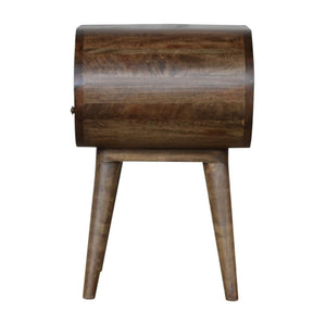 Circular Bedside Table | Solid Mango Wood | Grey Wash Finish | Round Bedroom Storage