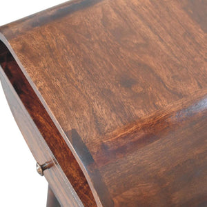Circular Bedside Table | Walnut Finish | Open-Slot Storage