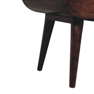 Circular Bedside Table | Walnut Finish | Open-Slot Storage