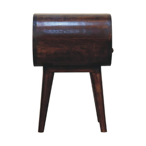 Circular Bedside Table | Walnut Finish | Open-Slot Storage
