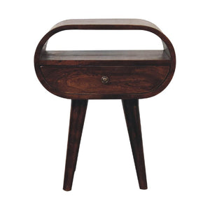 Circular Bedside Table | Walnut Finish | Open-Slot Storage