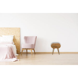 Circular Compact Bedside Table | Rounded Profile | Bedroom Furniture