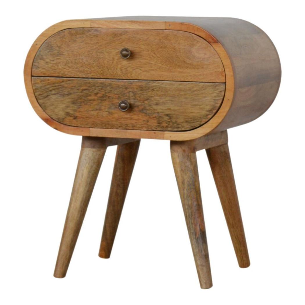 Circular Compact Bedside Table | Rounded Profile | Bedroom Furniture