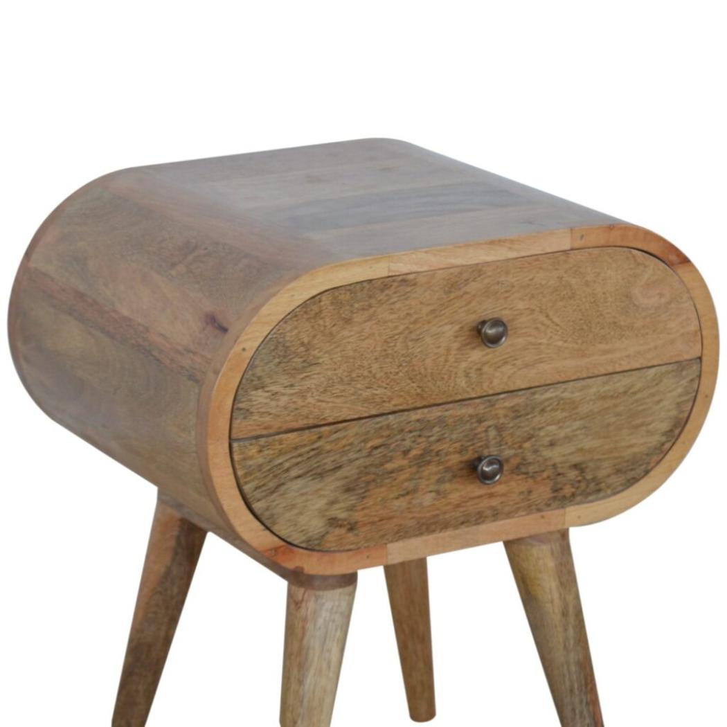 Circular Compact Bedside Table | Rounded Profile | Bedroom Furniture