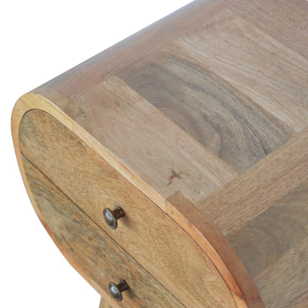 Circular Compact Bedside Table | Rounded Profile | Bedroom Furniture