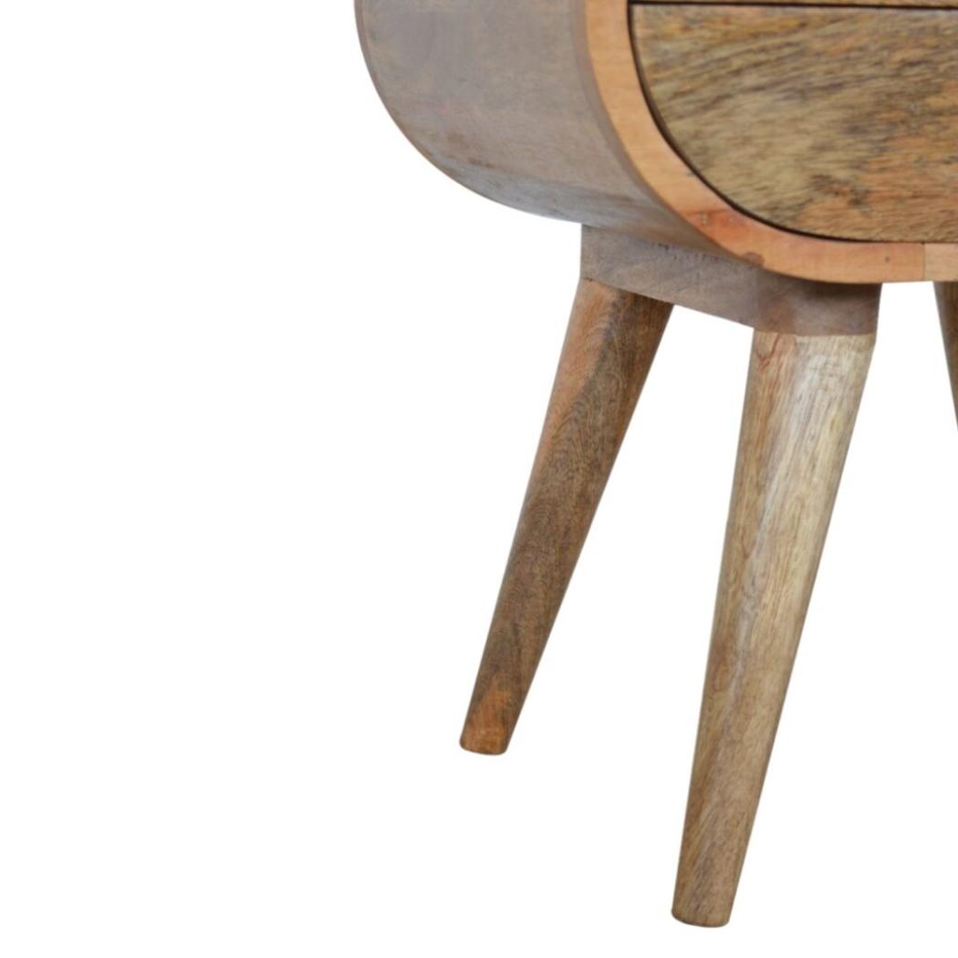 Circular Compact Bedside Table | Rounded Profile | Bedroom Furniture