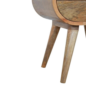 Circular Compact Bedside Table | Rounded Profile | Bedroom Furniture