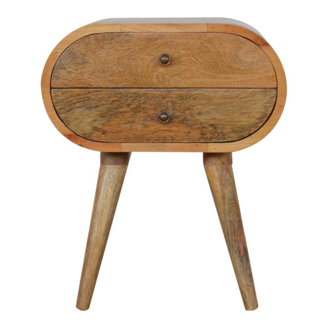 Circular Compact Bedside Table | Rounded Profile | Bedroom Furniture