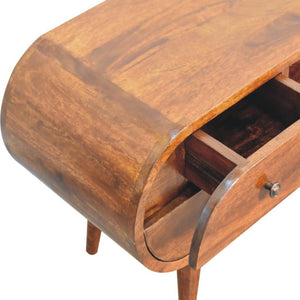 Circular Media Unit | Chestnut Finish | Rounded TV Console