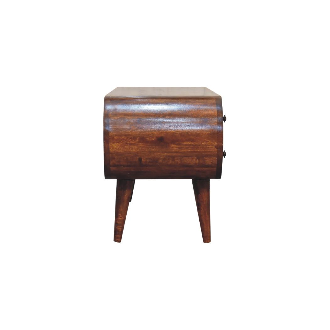 Circular Media Unit | Chestnut Finish | Rounded TV Console